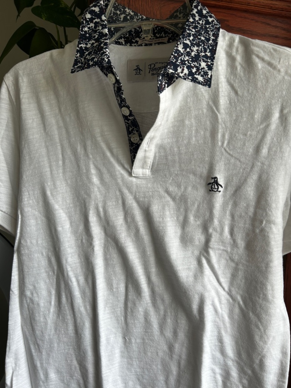 Original Penguin White Polo with Black Printed Collar